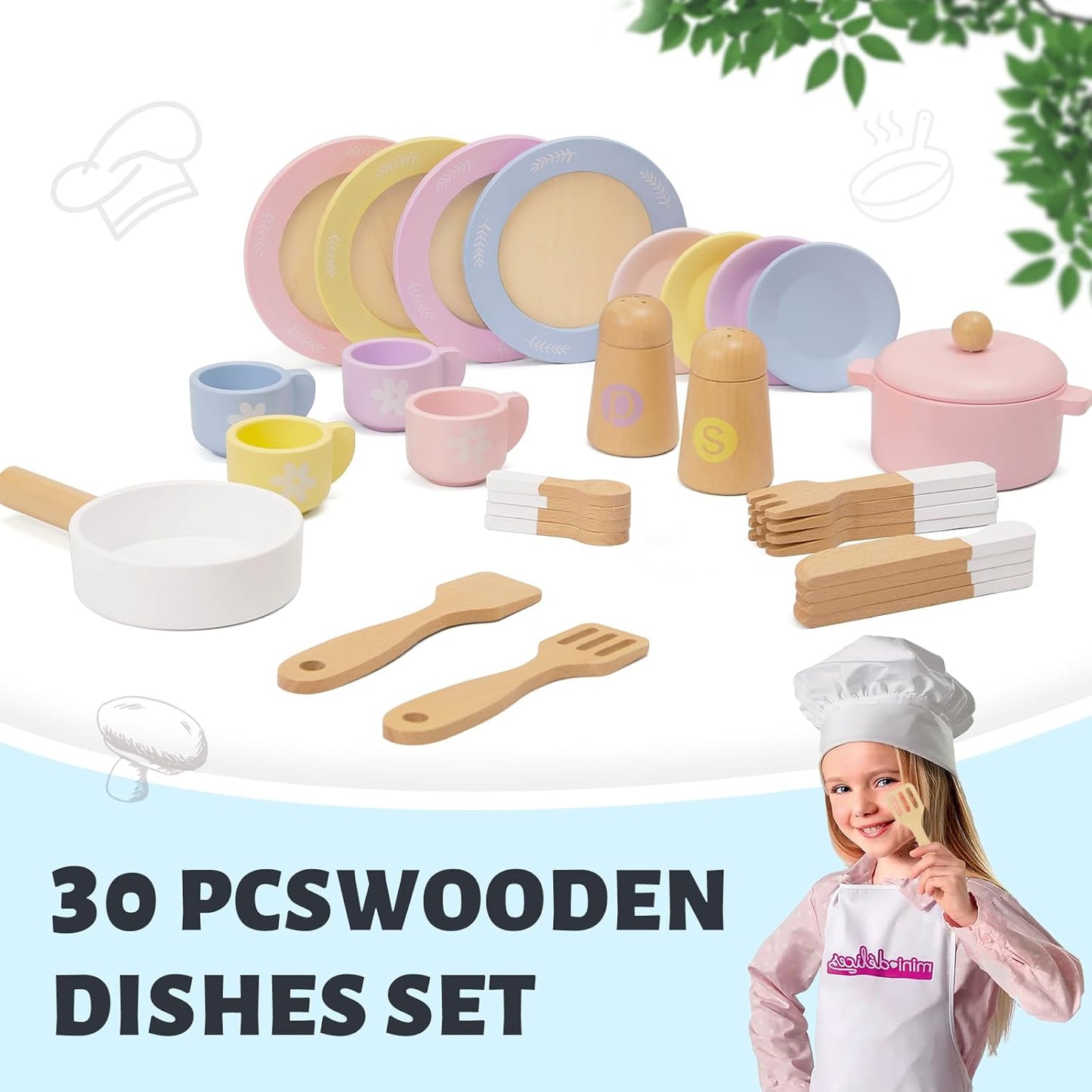 Montessori Wooden Dinnerware Set for Toddlers