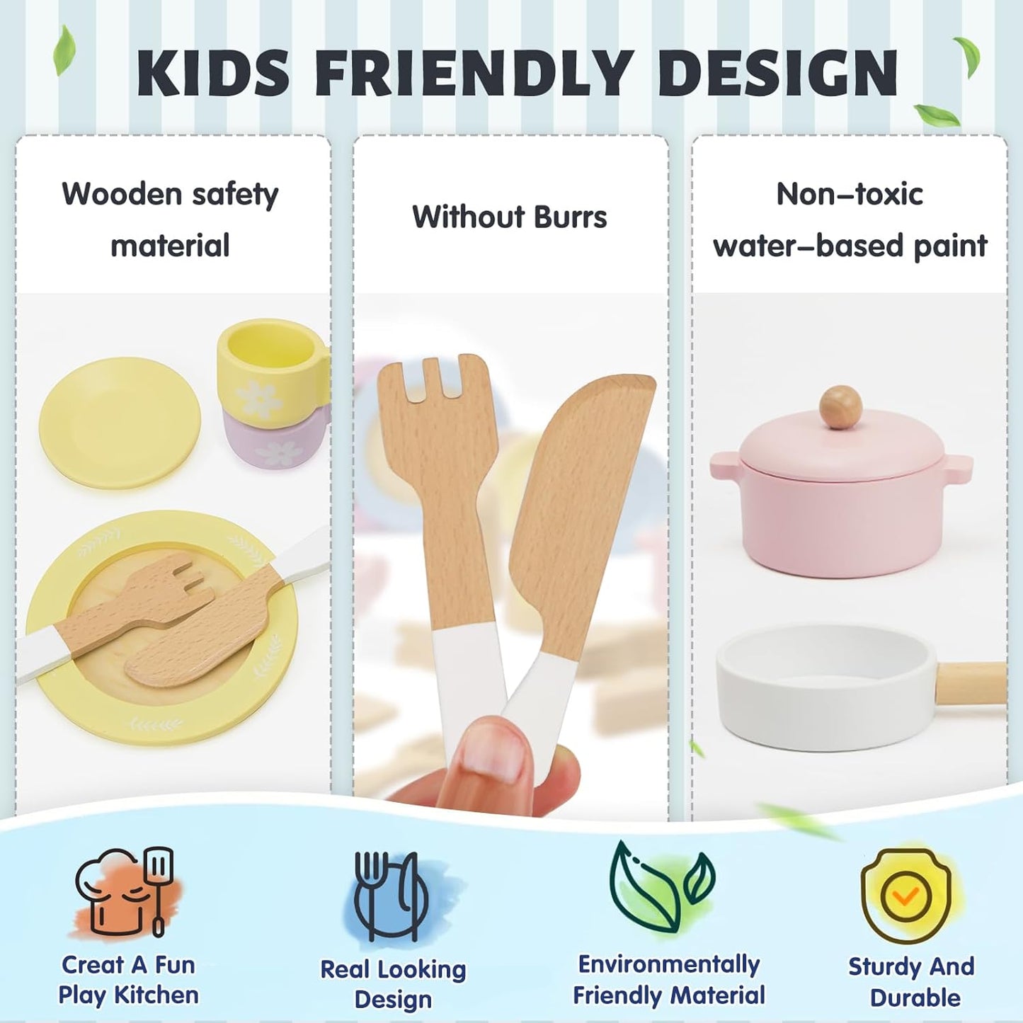 Montessori Wooden Dinnerware Set for Toddlers