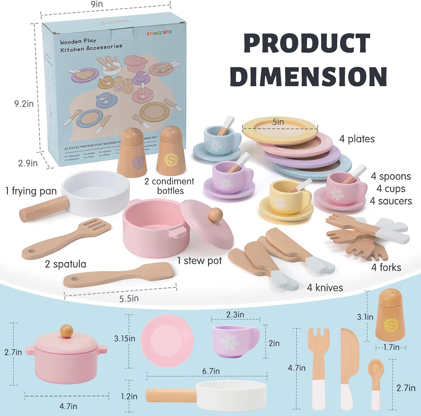 Montessori Wooden Dinnerware Set for Toddlers